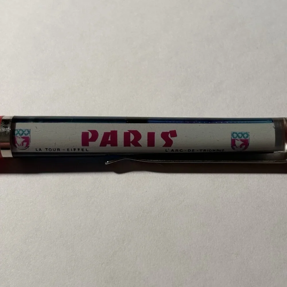 Paris France Floaty Pen Eiffel Tower Arc de Triomphe Souvenir Collect Vintage